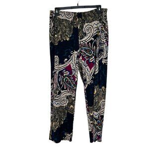 Sunny Leigh 1X Paisley Print Elastic Waist Pants Multicolor